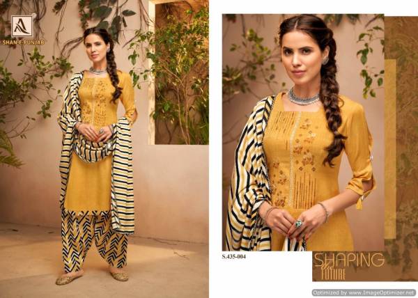 Alok Shan E Punjab Latest Designer Printed WIth Embroidery Work Dress Material With Pure Pashmina Shawl Print Dupatta With Four Side Lace Dupatta 