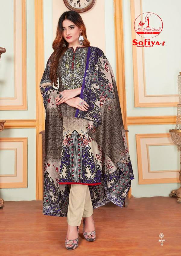 Miss World Choice Sofiya 8 Karachi Special Latest Casual Wear Pure Cotton Printed Dress Material Collection
