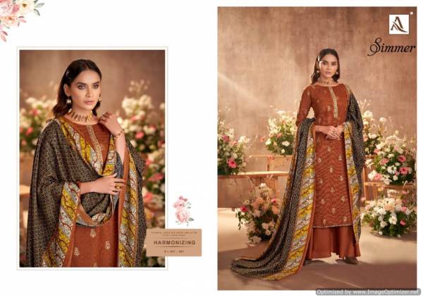 Alok Simmer Pure Wool Pashmina Self Print With Foil Buta And Fancy Embroidery Plazzo Salwar Suit Collection  