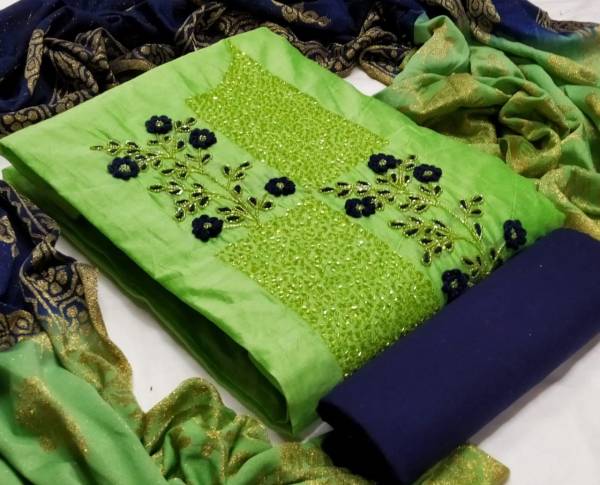 Latest Designer Heavy Festive Wear Hand Work Chanderi Dress Material Collection 