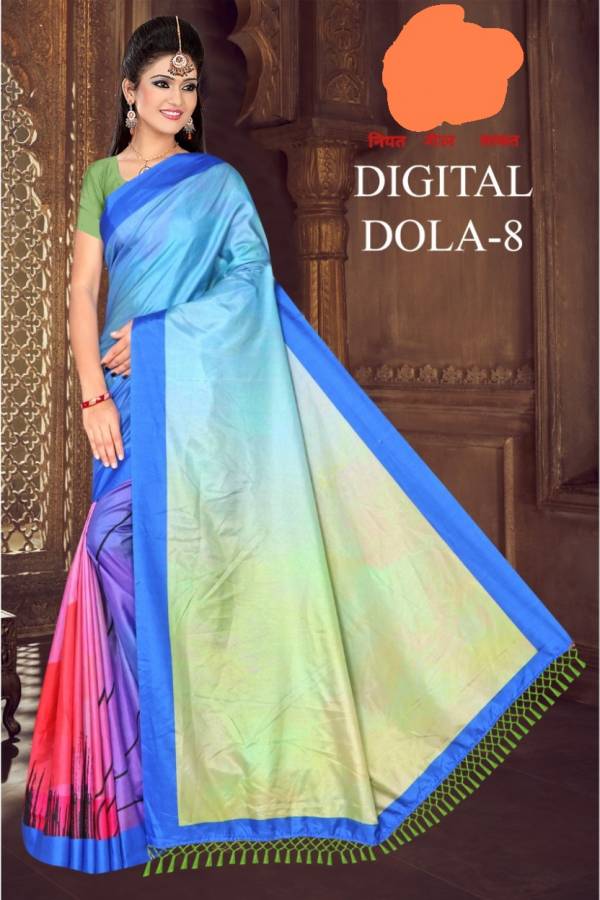 Green Chilli Digital Dola Latest Designer Party Wear Global Linen Juth Digital Printed Saree Collection