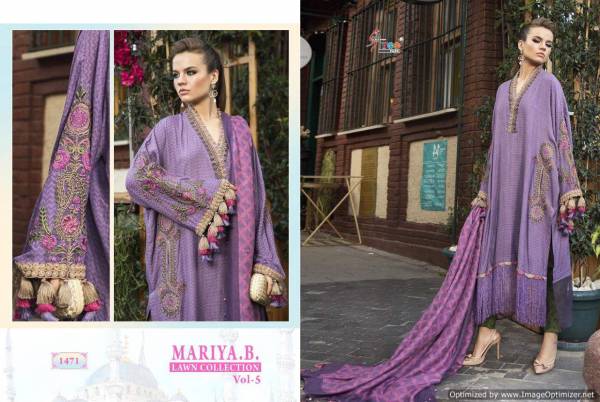 Shree Mariya B Lawn Collection Vol 5 Latest Pure Cotton Designer Print with Heavy Embroidery Work Pakistani Suits With Mal Mal Cotton Dupatta 