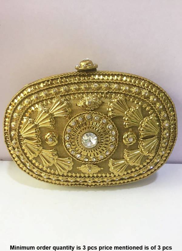 Bridal Stylish Metal Handbag Collection With Diamond And Kundan Work