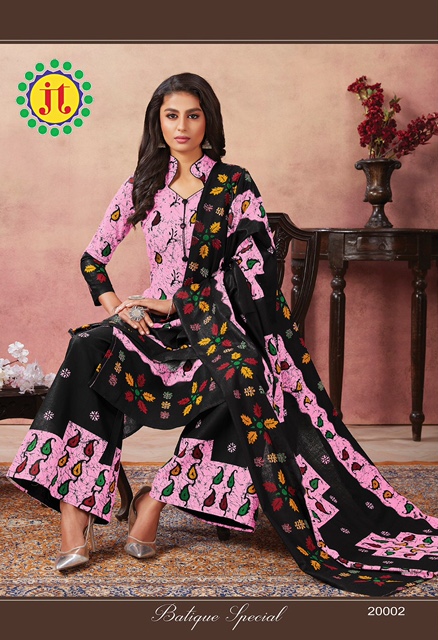 Jt Batique Special 20 Cotton Designer Regular Wear Kurti with Bottom and Dupatta Collections
