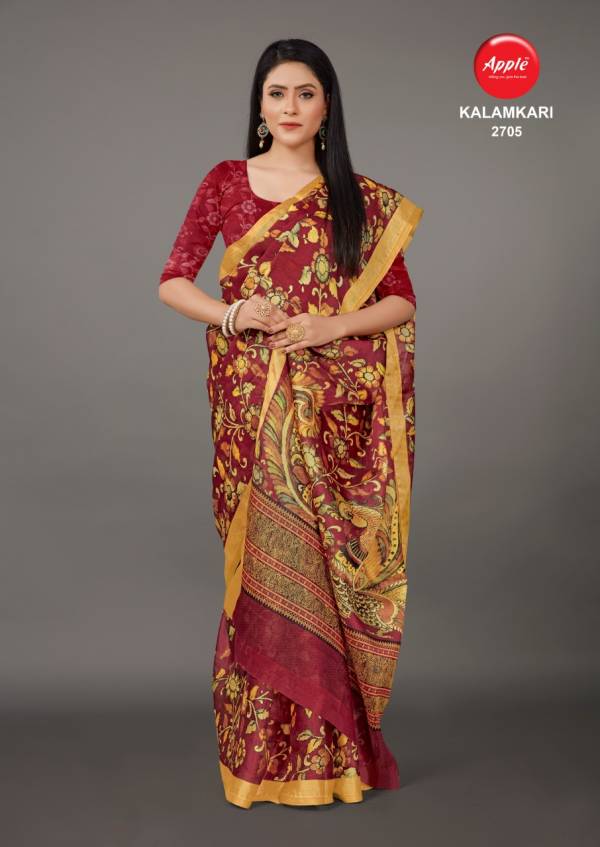 Apple Kalamkari 27 Casual Daily Wear Soft Cotton Printed Designer Sarees Collection
