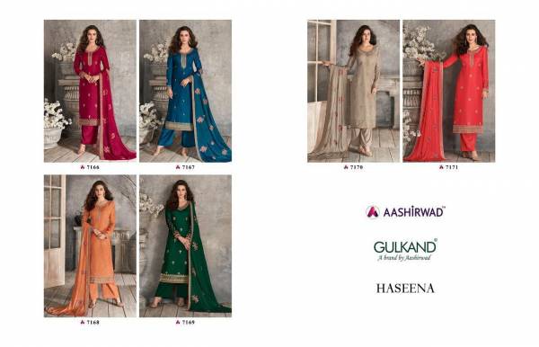 Haseena New Launch Of Latest Designer Salwar Suit Collection With Embroidery Neck Design And Silky Georgette With Heavy Embroidery Work