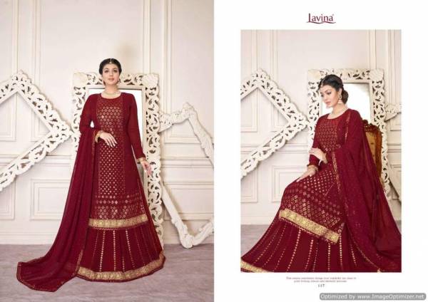 Lavina Vol 117 Latest Heavy Embroidery Sequence Work Georgette  Designer Salwar Suits With Diamond Work Embroidery Lace Patti Dupatta 