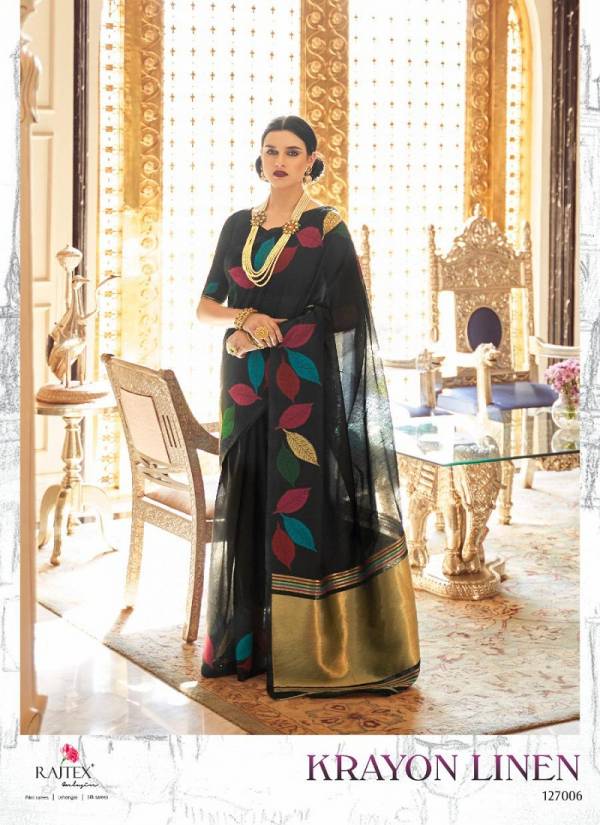 Rajtex Krayon Linen Latest Designer Festive Wear Silk Saree Collection 