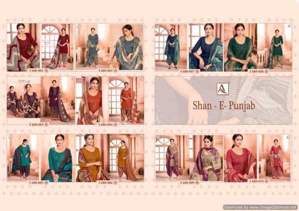 Alok Shan E Panjab 3 Latest Self Print with Stitched Lace Pure Wool Pasmina Designer Dress Material Collection 