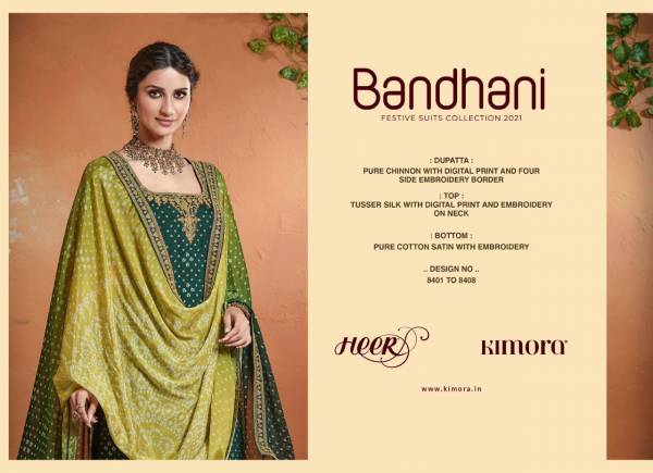 KIMORA BANDHANI Latest Fancy Festive Wear Pure Silk With Digital Print And Embroidery Work Top With Four Side Work Dupatta Salwar Suit Collection