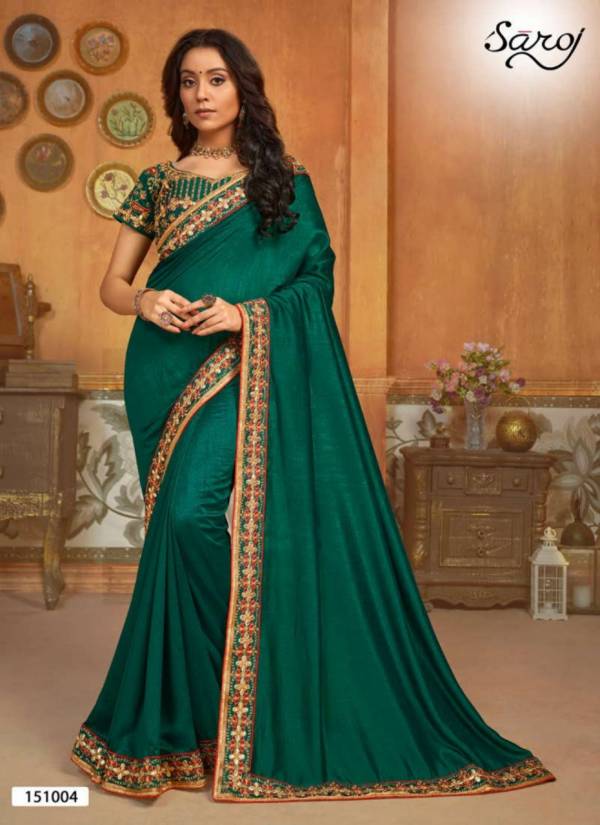 Saroj Hast Kala Latest Designer Beautiful Bordered Wedding Wear Vichitra Silk Saree Collection
