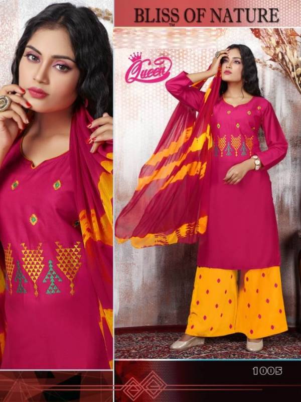 Mirayaa Queen Latest Designer Daily Wear Ready Made Embroidered Plazzo Suit Collection With Nazneen Dupatta 