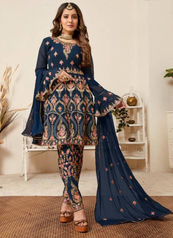 Saniya Trendz Kaira Vol 1 Faux Blooming Georgette With Embroidery Work Designer Wedding Pakistani Salwar Suit Collections