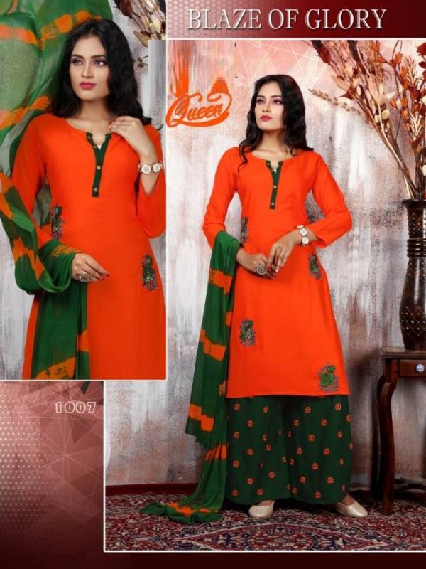Mirayaa Queen Latest Designer Daily Wear Ready Made Embroidered Plazzo Suit Collection With Nazneen Dupatta 
