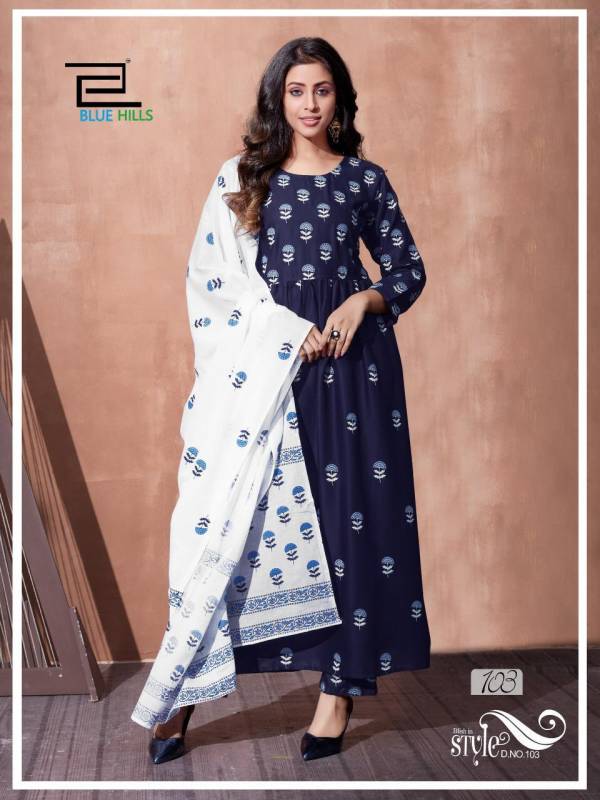Blue Hills Capture Vol 1 Latest Printed Rayon Kurti With Plazzo Casual Wear readymade Collection