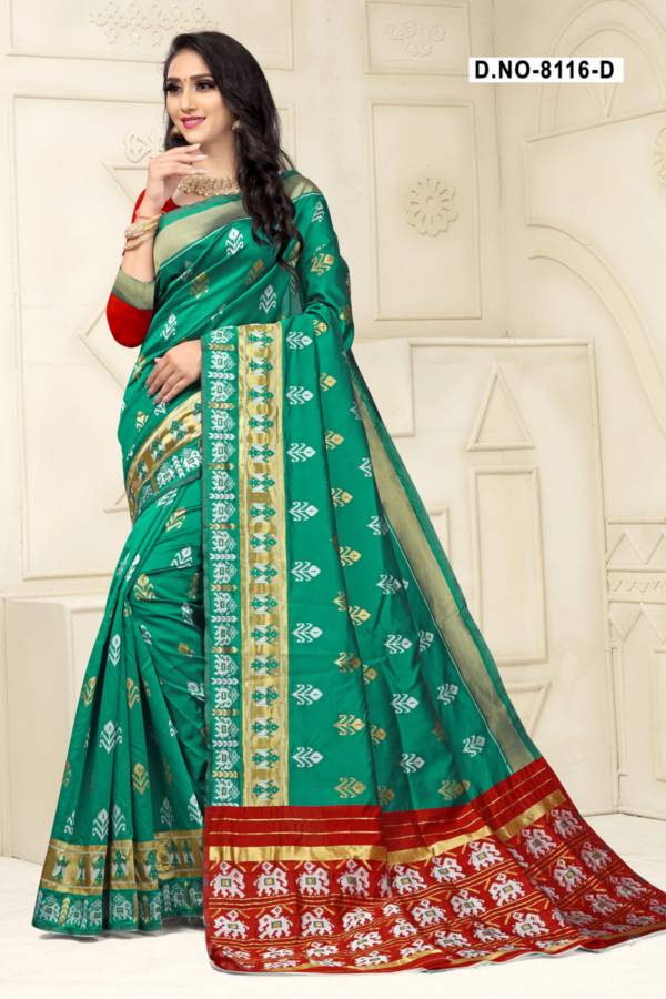 Udrop 8116 Latest Deaigner Fancy Wedding Wear Printed Handloom Cotton Silk Sarees Collection
