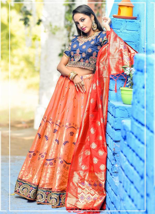 Heavy Designer Latest Resham Work Banarasi Silk Party Wear Lehenga Choli Collection 