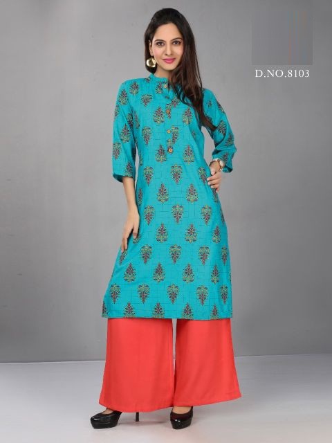 Kushal Exclusive Stylish Casual Wear Rayon Kurti With Bottom Collection