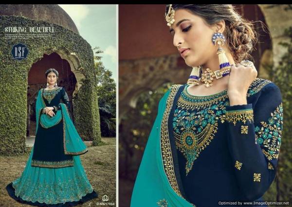 Rsf Rajjo Latest Designer Party Wear Wedding Ghaghra Style Suit Collection With Heavy Work and Soft Chinon Silk Dupatta With Four Side Embroidery Lace 