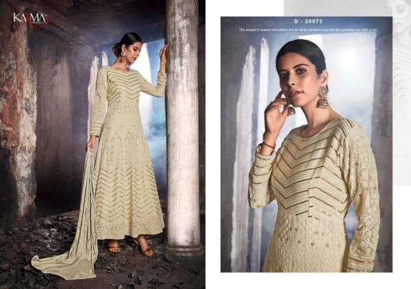 KARMA LATEST DESIGNER FOX GEORGETTE HEAVY EMBROIDERED LAKHNAVI TOP AND NAZNIN DUPATTA WITH STONE WORK COLLECTION