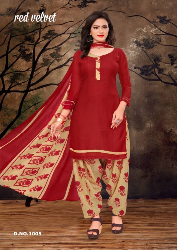 Amit Red Velvet Regular Ethnic Patiyala Wear Printed Cotton Collection