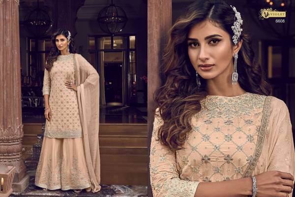 Swagat Violet Snow White Latest Designer Heavy Work Wedding Wear Salwar Suits Collection 
