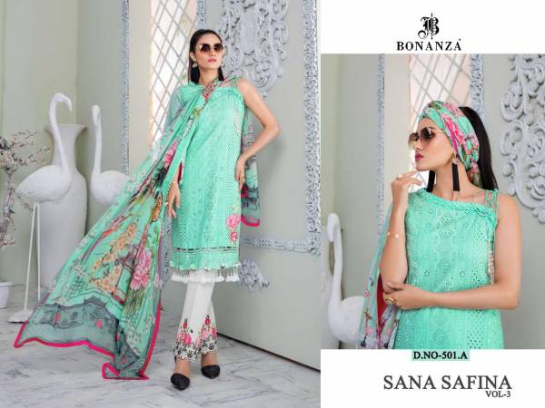 Sana safinaz Vol-3 Lawn Cotton Heavy & Sifli (Chikan Work) with Embroidery Work with Patch Work Pakistani Collections