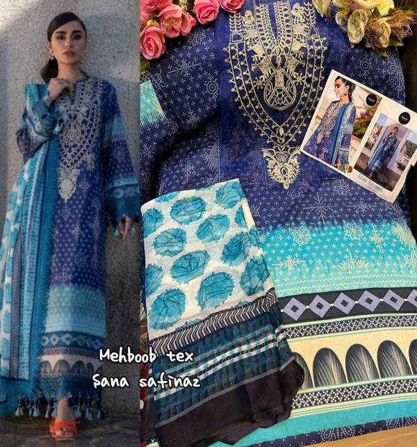 Mehboob Tex Sana Safinaz 1 Festive Wear Heavy Karachi Cotton Dress Material