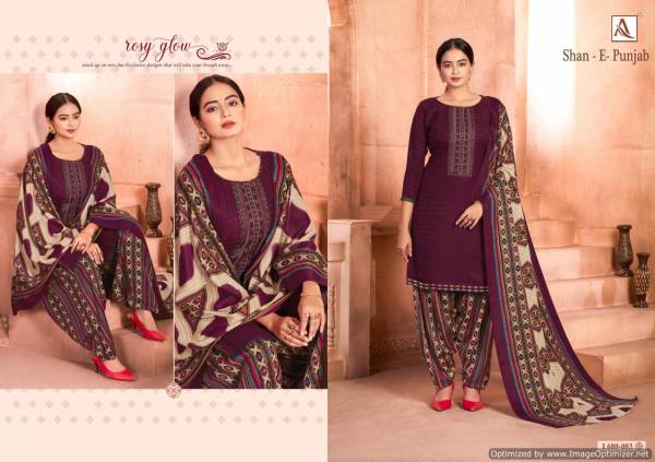Alok Shan E Panjab 3 Latest Self Print with Stitched Lace Pure Wool Pasmina Designer Dress Material Collection 
