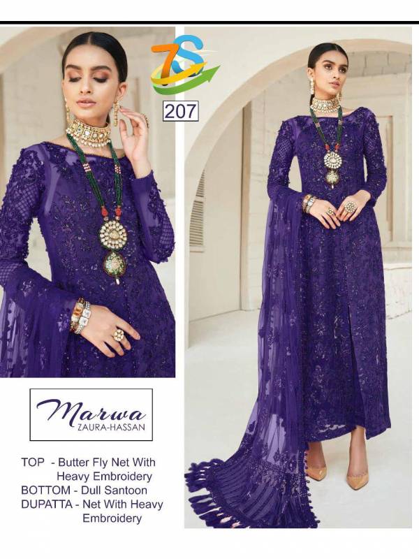 Marwa-207 Series Designer Butterfly Net With Heavy Embroidery Work And Net Dupatta Heavy-  Embroidered Work-