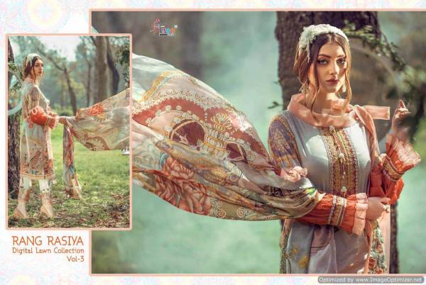 Shree Fab Rang Rasiya Vol 3 Latest Designer Digital Lawn Cotton With Heavy Embroidery Pakistani Salwar Suit Collection 