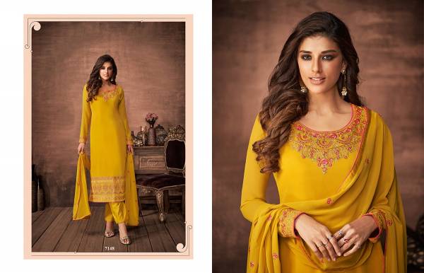 Nazakat 1 Latest Collection Heavy Faux Georgette Embroidered Salwar Suits With Embroidery Work Dupatta 
