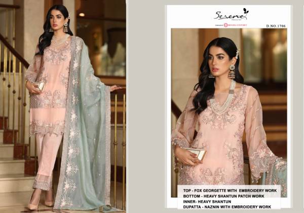 Serene Zarif Faux Latest Fancy Festive Wear Georgette Heavy Embroidery Work Pakistani Salwar Suits Collection
