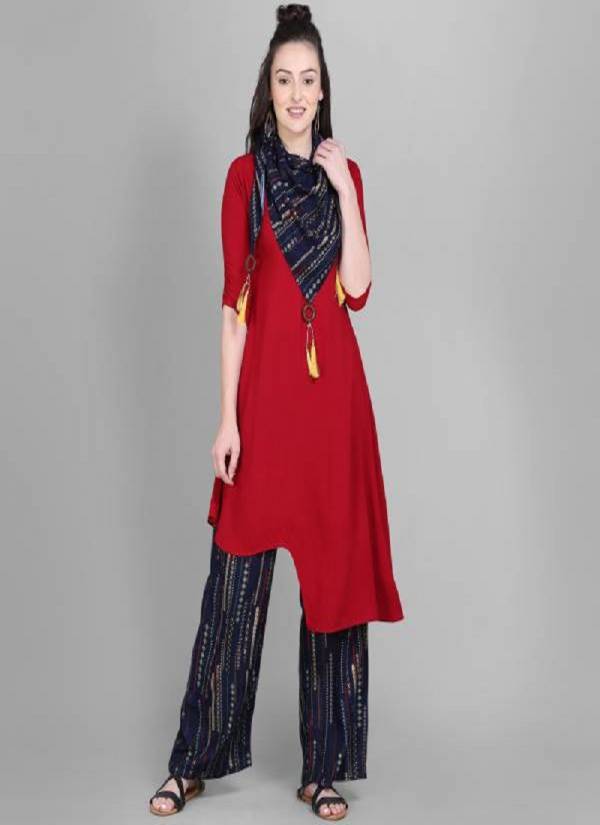Designer Festive and Party Wear Reyon Foil Print Kurti with Plazzo Collections