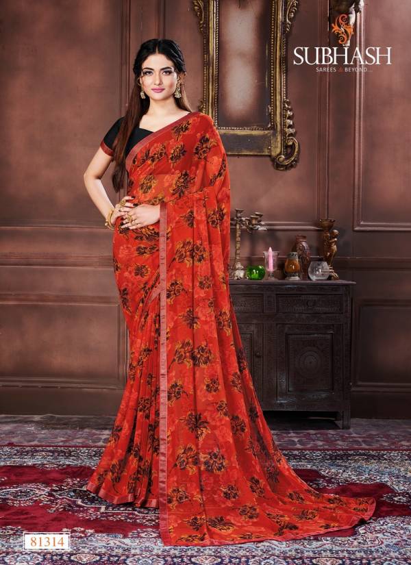 Subhash Saree Heavy Georgette And Pure Chiffon Designer Printed Work Elegant Regular Wear Saree Collections