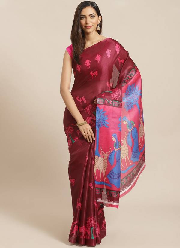Daily Use Bhagalpuri Simple Cheap Rate Designer Saree Collections
