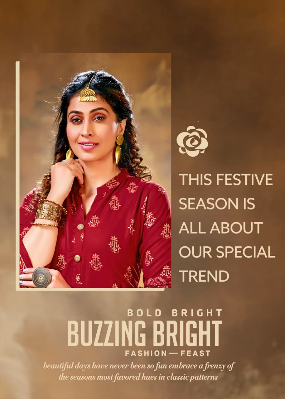 Ft Gold Coin Latest Designer Party Wear rayon Long Printed Rayon Kurtis Collection
