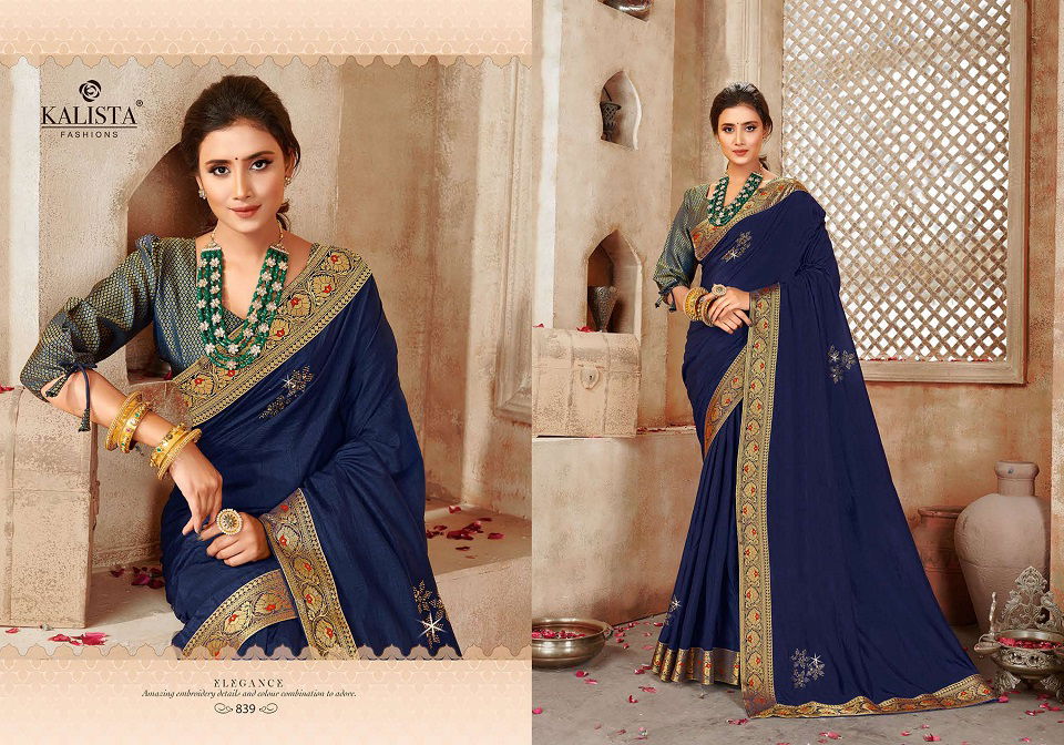 Kalista Kalki 2 Latest Heavy Designer Festive Wear Fancy Silk Embroidery Worked Sarees Collection
