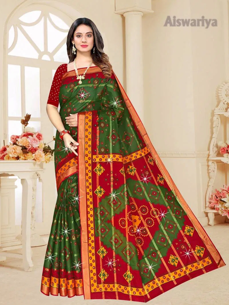 Aiswariya 01 Cotton Printed Party Wear Saree Wholesale Suppliers In Mumbai