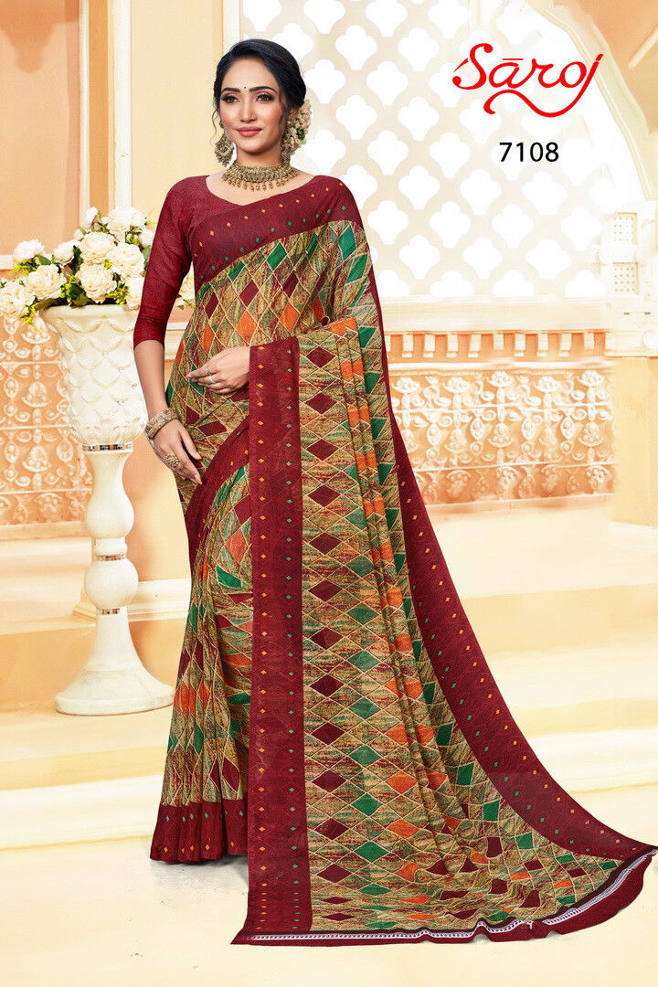 Saroj Spring Georgette 2 Fancy Regular Wear Georgette Saree Collection