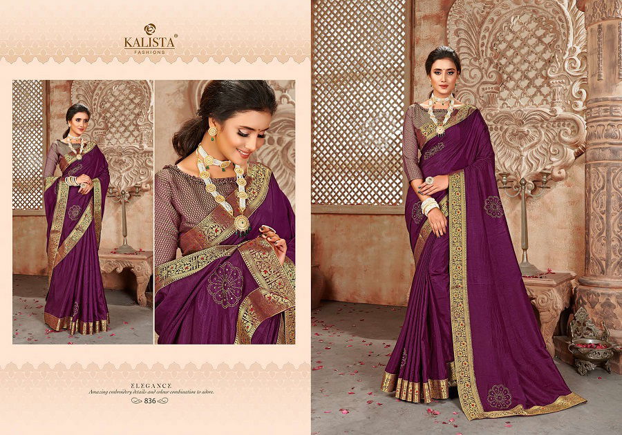 Kalista Kalki 2 Latest Heavy Designer Festive Wear Fancy Silk Embroidery Worked Sarees Collection
