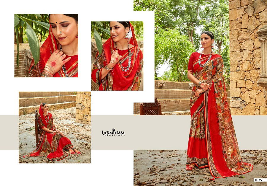 Laxminam Urvi Casual Regular Wear Printed Georgette Designer Saree Collection
