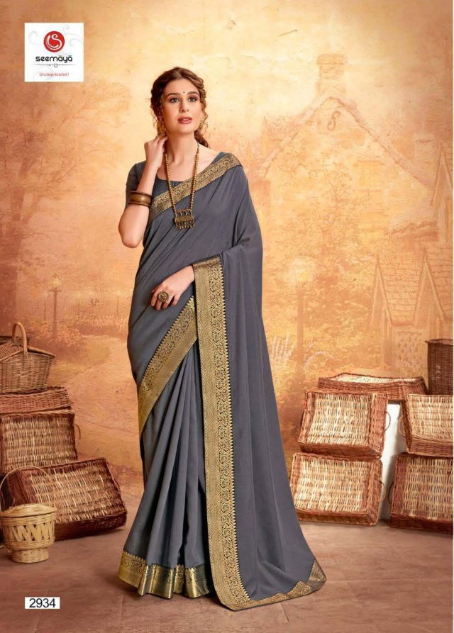 SEEMAYA ANURADHA Fancy Designer Festive Wear Vichitra Silk Fabric Work And Border With Fancy Blouse Collection