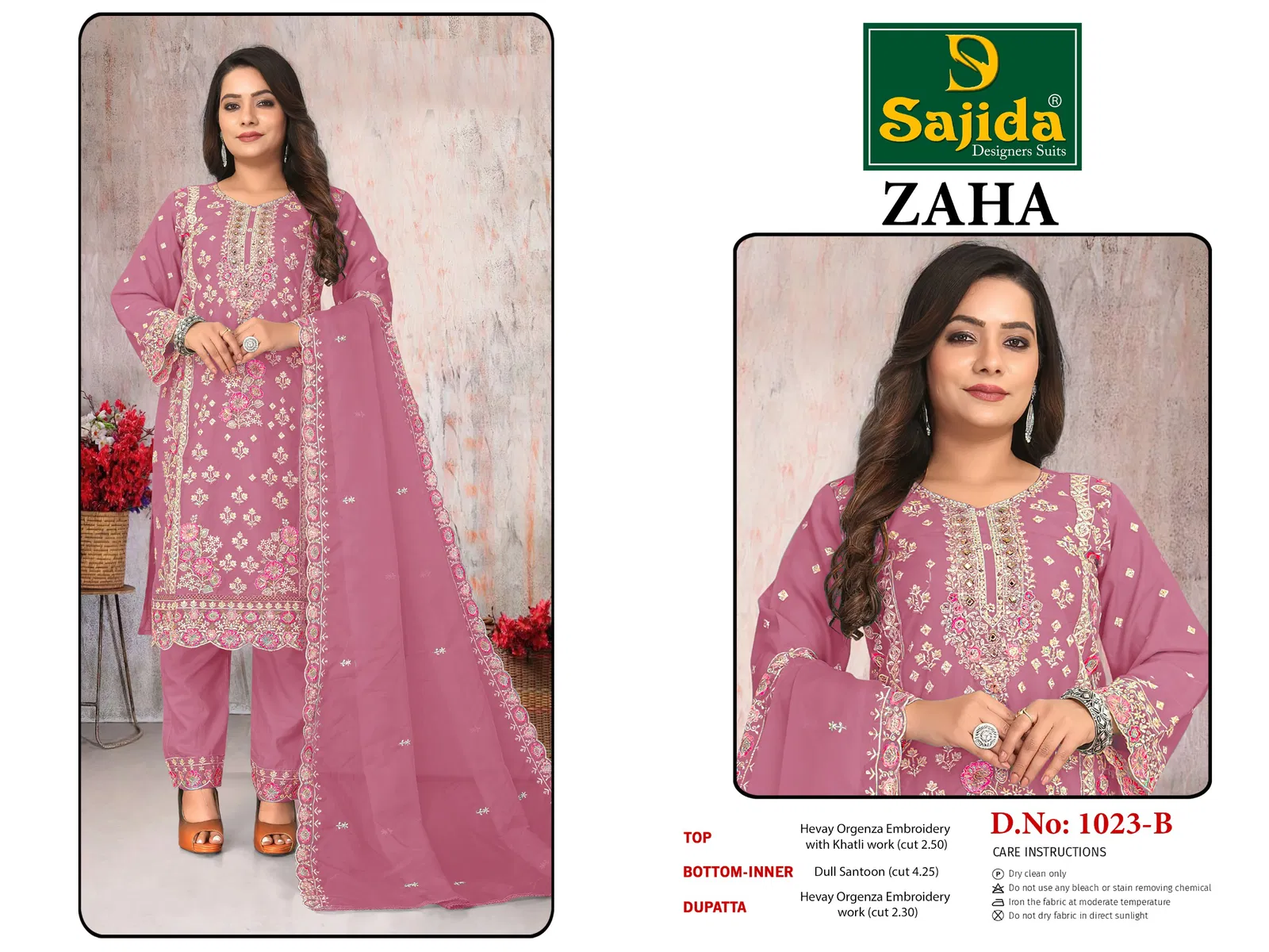 Zaha Vol 2 by Sajida Organza Pakistani Salwar Kameez Suppliers In India