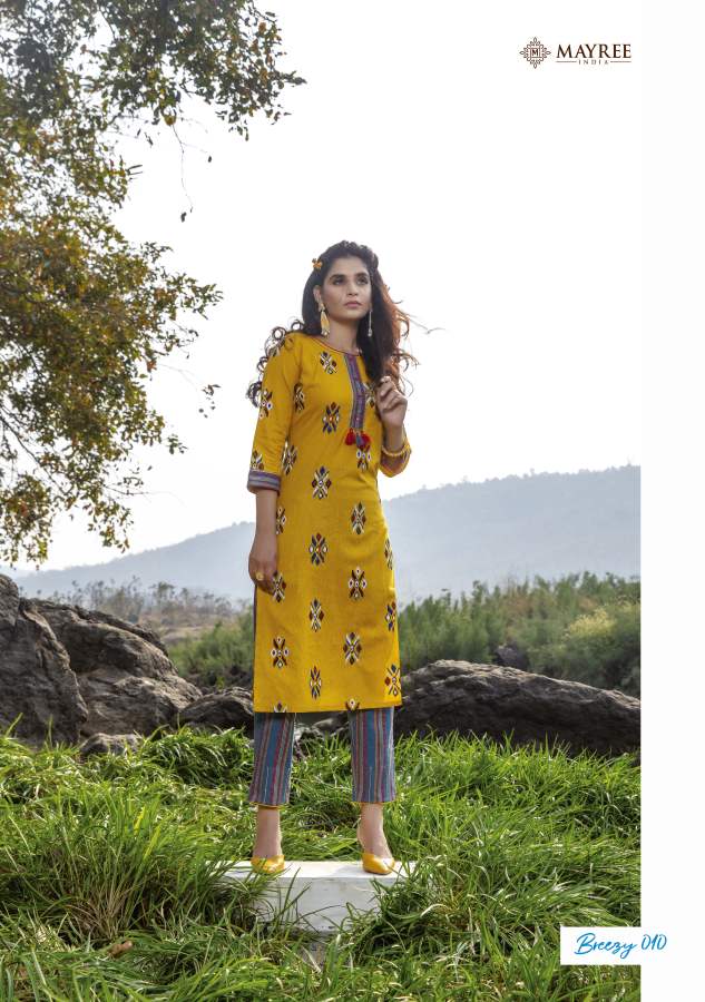 Mayree Breezy Fancy Designer Ethnic Wear Rayon Kurti With Bottom Collection