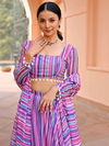 Multi Stripe 01 Georgette Fancy Printed Lehenga Choli Exporters In India