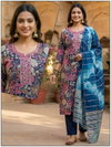 Naisha K 724 Vertican Discharge Print Kurti With Bottom Dupatta Wholesale Online