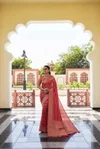 Afs Vritika Pure Georgette Banarasi Zari Leheriya Saree