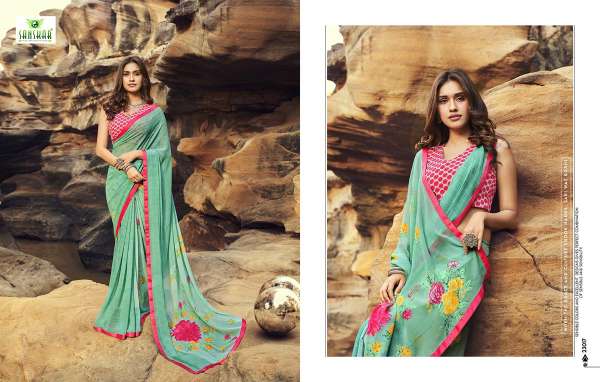 Sanskar Once more Latest Fancy Casual Wear Pure Georgette Printed Sarees Collection
