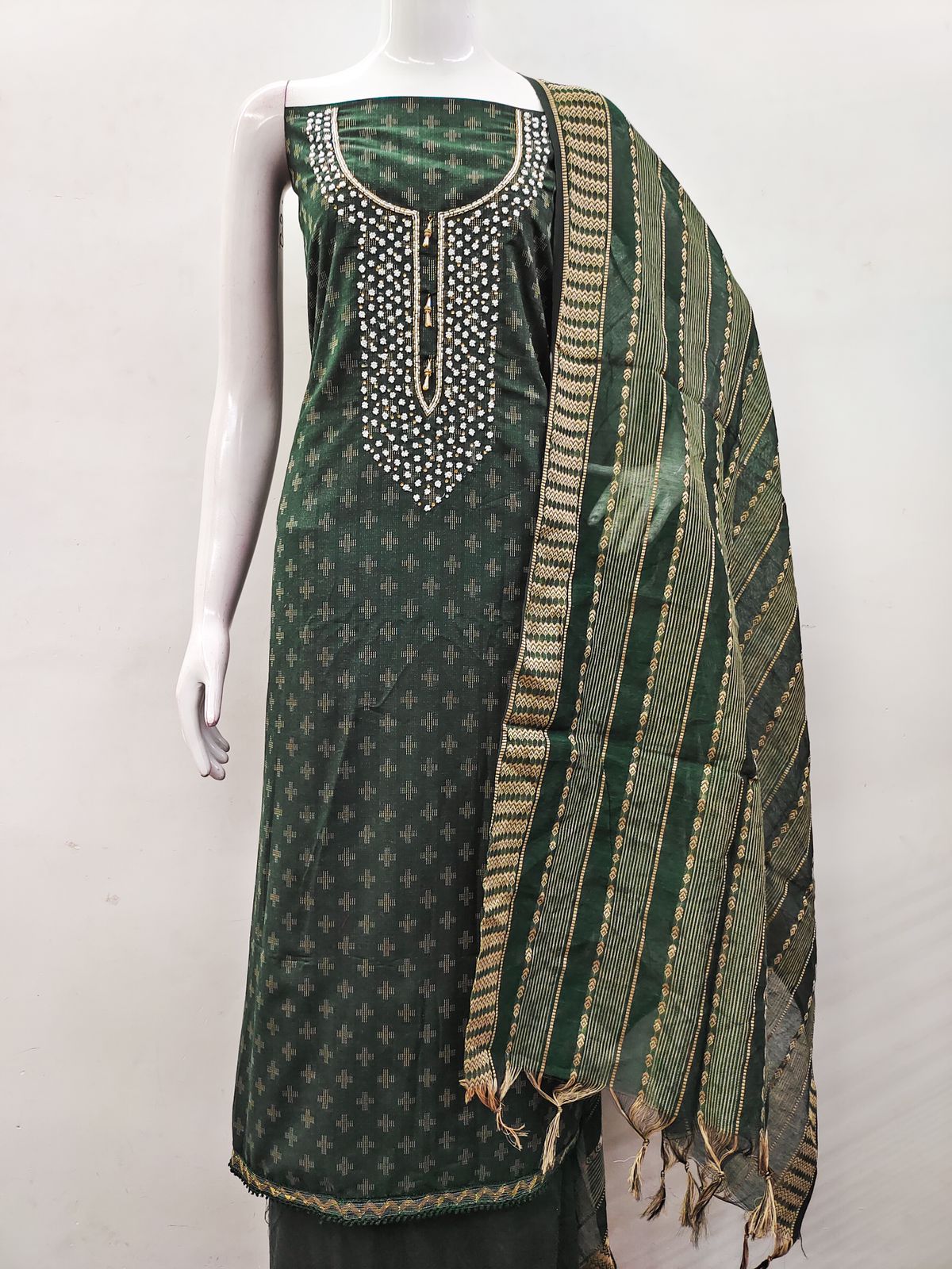 Gangour Nx Cotton Jacquard Handwork Non Catalog Dress Material Wholesale Shop In Surat
